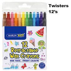 Marlin Kids Retractable Wax Crayons 12's 